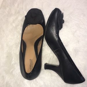 Croft & Barrow 3 Inch Matte Black Flower Heels